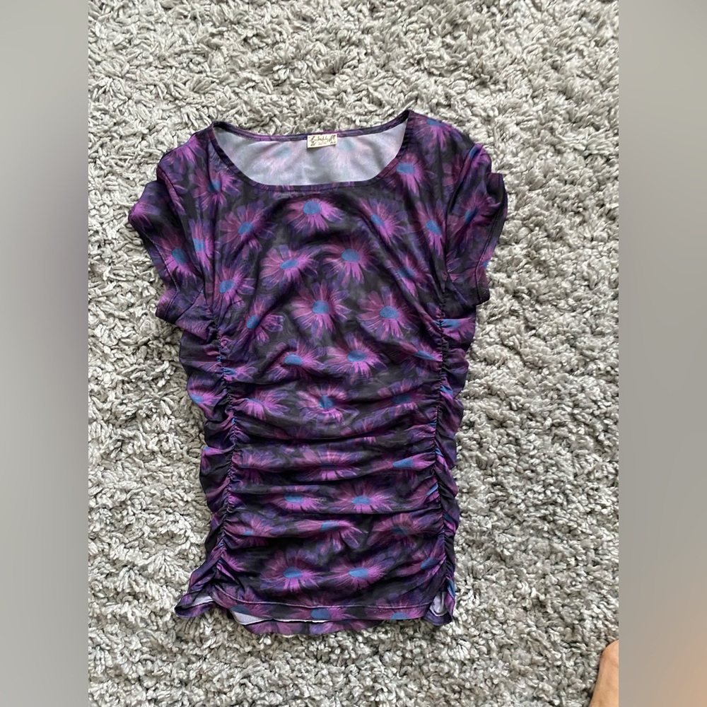 Purple and Teal Mesh Top